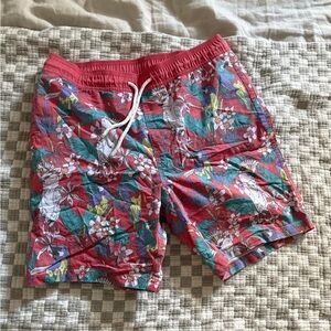 Men’s size small swim trunks- tropical pattern